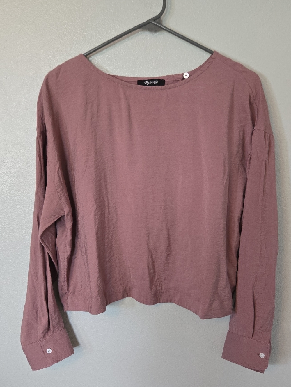 Madewell | Mauve Long Sleeve Cross Over Back Top Size Small - Picture 3 of 11